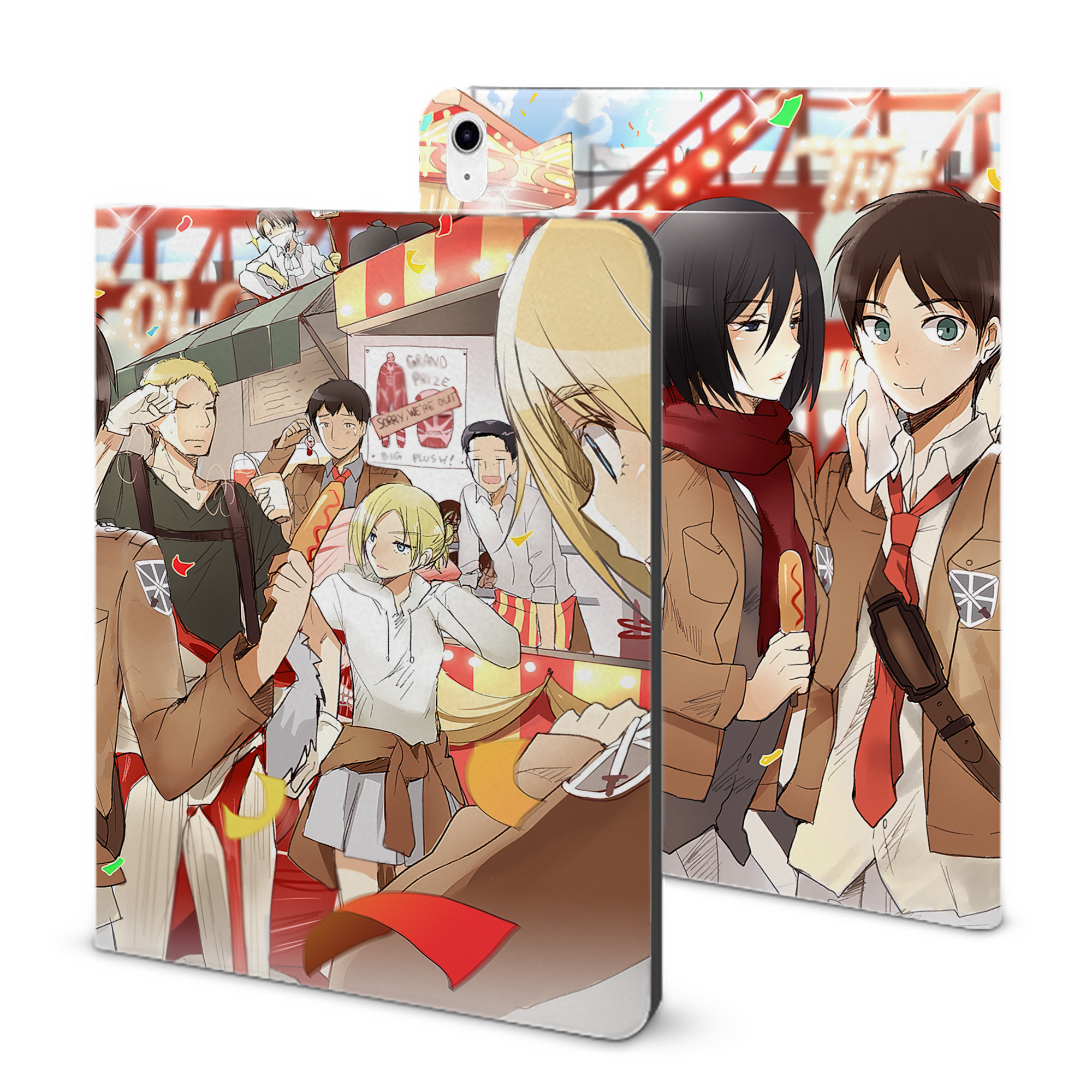 （画像用） 進撃の巨人 Attack on Titan IPad ケース ブック型 PUレザー TPU 耐衝撃 軽量 薄型 ペン収納なし 全面保護 IPad 各モデル対応